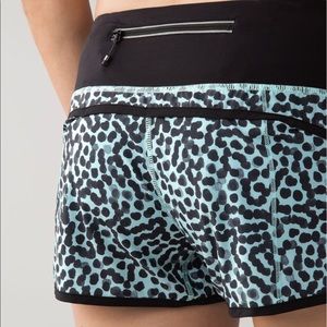 Lululemon Light Blue and Black Polka Dot Shorts
